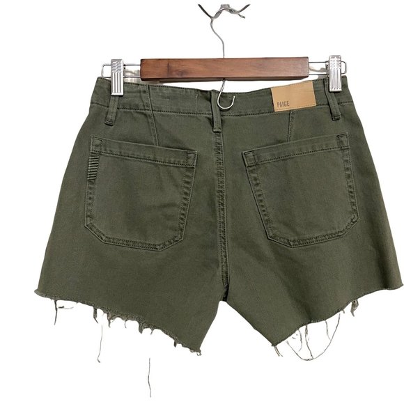 Paige Women's NWOT Vintage Ivy Green Cut Off Mayslie Utility High Rise Shorts 32 - Picture 8 of 8